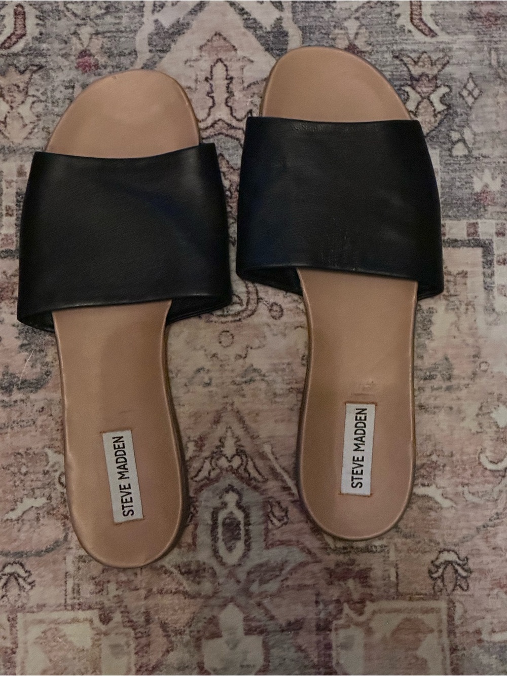 Steve Madden Women’s Black Leather Slide Sandals Size 11